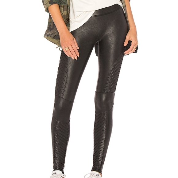 SPANX Pants - Spanx Faux Leather Moto Leggings black